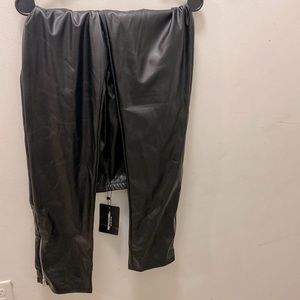 Pretty Little Thing Plus PU Zip Hem Leggings Large